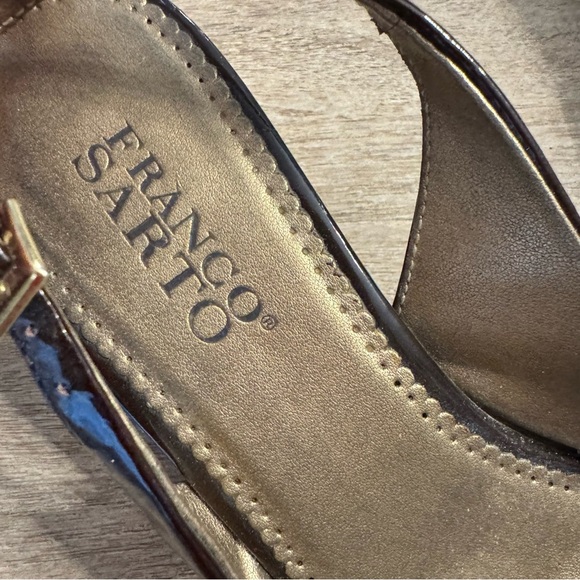 Franco Sarto Patent Leather Chocolate Brown Slingback Shoes - Size 8 - Picture 3 of 6